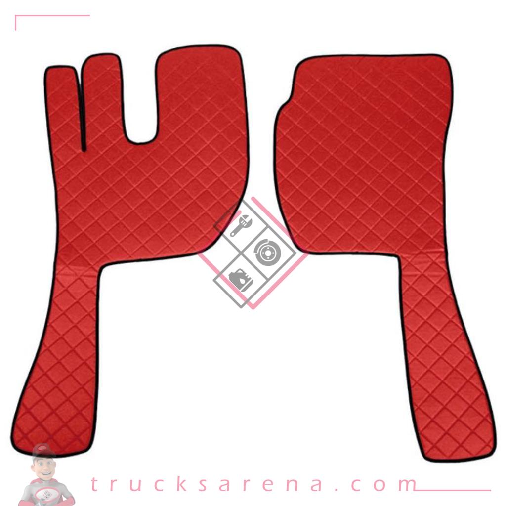 2 tapis en Skeentex - Rouge - compatible pour Volvo FH Serie 3 (09/08&gt;08/12) automatic, manual, large lever, small lever, without addit. central storage - Volvo FH Serie 3 (08/02&gt;08/08) automatic, manual, large lever, small lever, without addit. central storage - LAMPA