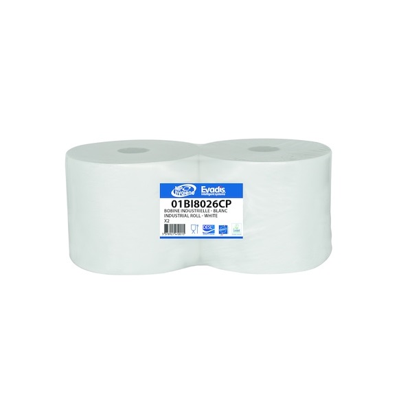 Lot 2 bobines pure ouate blanche, 24,7 x 27 cm - MP-HYGIENE