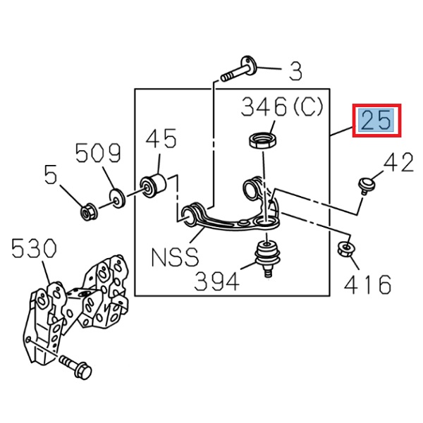 Bras de commande supérieure, suspension avant gauche - ISUZU PARTS