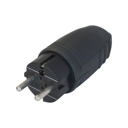 [SOD 03252] Fiche mâle 2P+T caoutchouc à clapet, 230V - SODISE