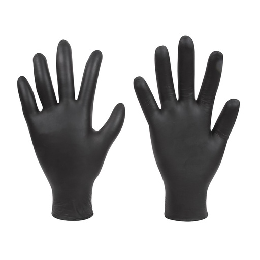 Black nitrile disposable gloves, reinforced, box of 100 - FORCH