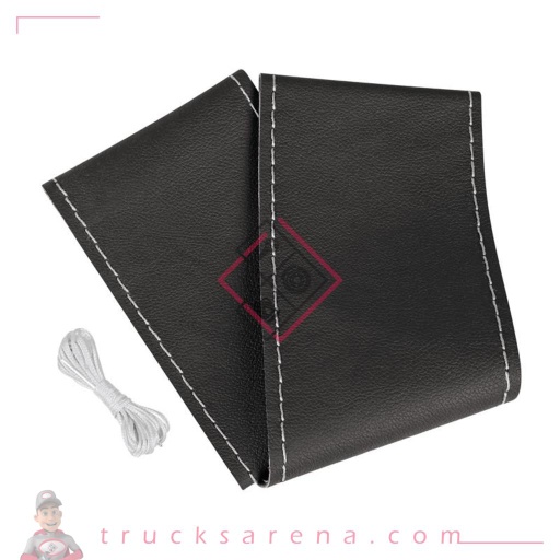[LAM 8000692988848] Premium Truck, couvre-volant en cuir - M - Ø 44/46 cm - Noir/argent - LAMPA