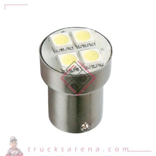 [LAM 8000692983669] 24V Hyper-Led 12 - 4 SMD x 3 chips - (P21W) - BA15s - 1 pcs  - D/Blister - Rouge - Double polarité - LAMPA