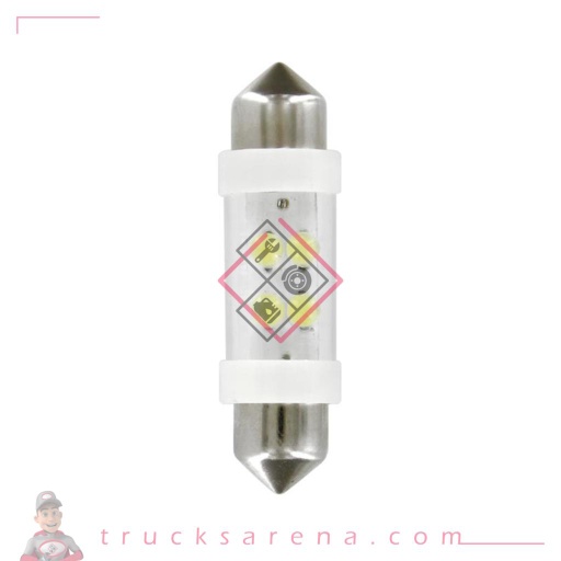 [LAM 8000692983584] 24V Ampoule silure 4 Led - 11x38 mm - SV8,5-8 - 2 pcs  - Boîte - Blanc - LAMPA