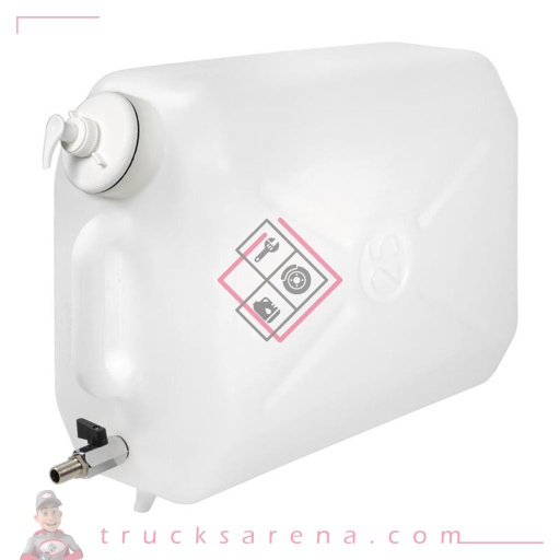 [LAM 8000692978689] Jerrican en plastique, avec robinet métal et distributeur de savon - 25 L - LAMPA