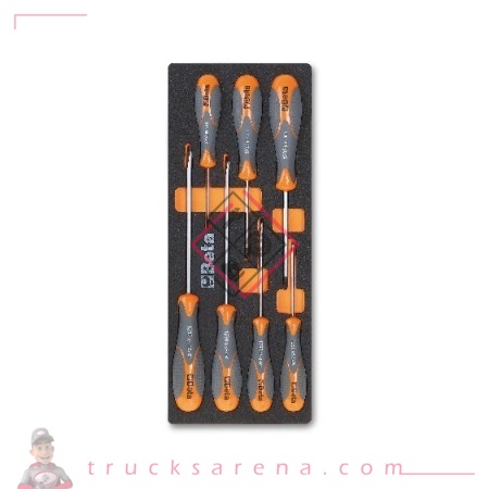 [BET 024500180] Composition tournevis plats / cruciformes plateau mousse 7 pièces M180 - BETA TOOLS