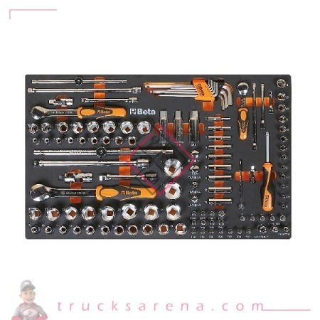 [BET 024500871] Composition douille 1/4' 3/8' et 1/2' plateau mousse 112 pièces M105 - BETA TOOLS