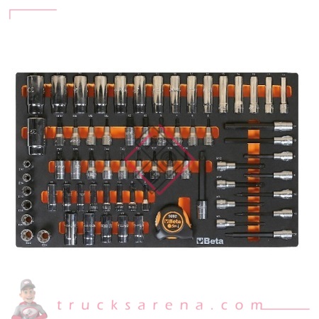 [BET 024500872] Composition douille 3/8' et 1/2' plateau mousse 68 pièces M125 - BETA TOOLS
