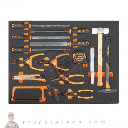 [BET 024504256] Composition outils divers plateau mousse 15 pièces MB56 - BETA TOOLS