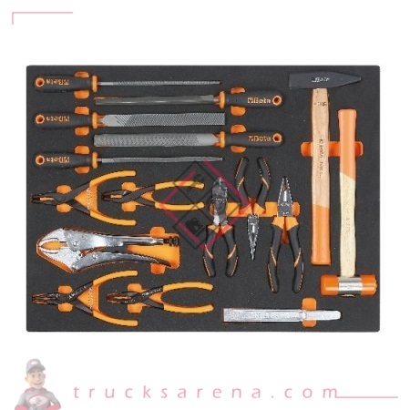 [BET 024504261] Composition pinces et divers plateau mousse 16 pièces MB61 - BETA TOOLS