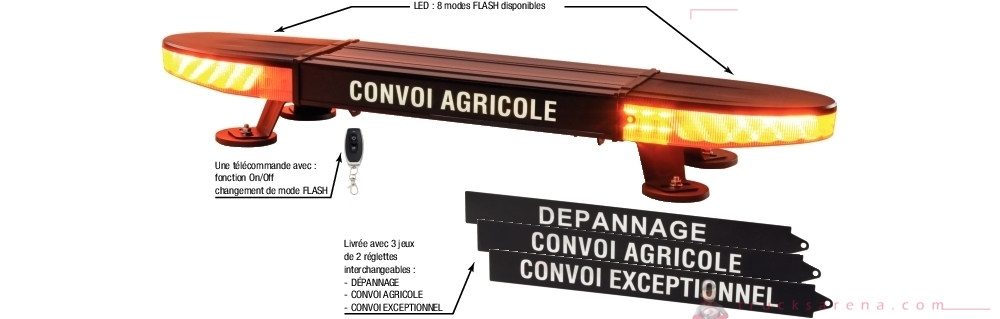 Rampe de signalisation LED 12/24V 100cm magnétique rechargeable - SODISE