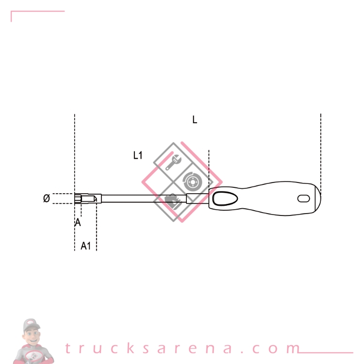 Clé à douille emmanchée flexible série longue T8 - BETA