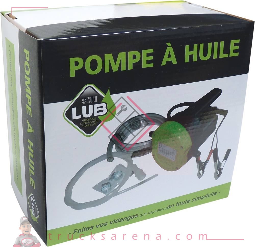 Pompe à huile électrique sur batterie 12V 2,5 l/min, en kit tuyau/pinces - SODISE