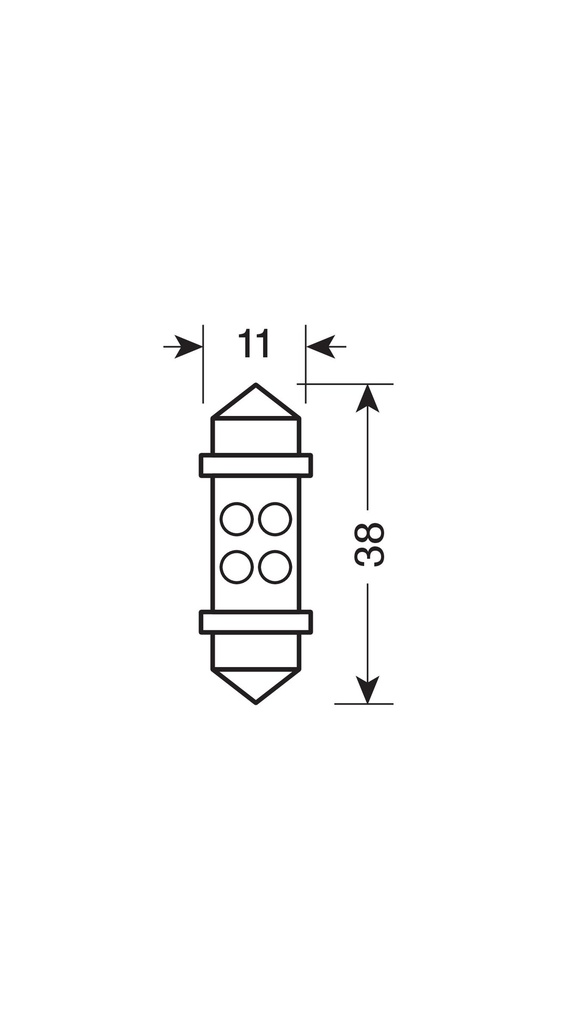 24V Ampoule silure 4 Led - 11x38 mm - SV8,5-8 - 2 pcs  - Boîte - Blanc