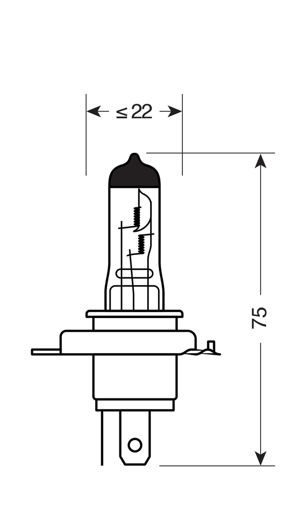 24V Ampoule halogène - H4 - 75/70W - P43t - 1 pcs  - Boîte