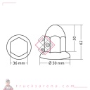 Cache-boulons chromés en ABS - Ø 33 mm - Set 10 pcs