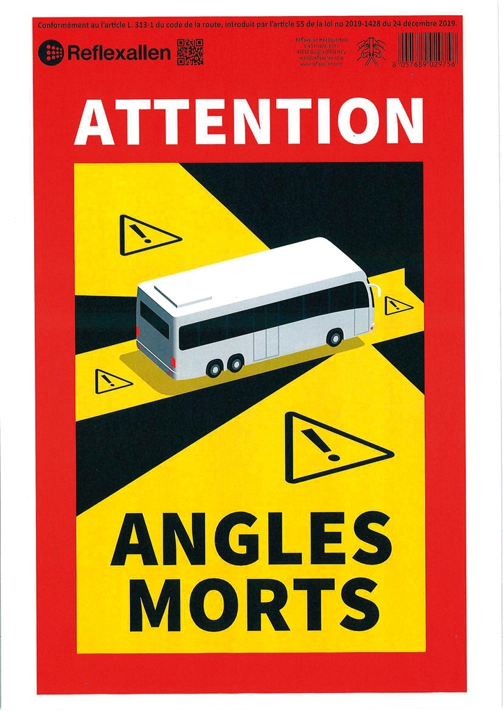 Signalisation materialisant les angles morts - Bus