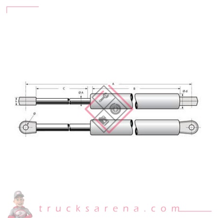 Compas à gaz à embouts vissés 600N - POMMIER