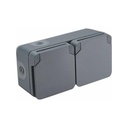 Double 2P+E surface-mounted wall socket 16A, 250V - SODISE