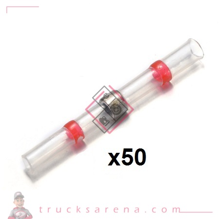 Cosse jonction bout à bout isolée thermorétractable à souder rouge – LOT DE 50 - SODISE