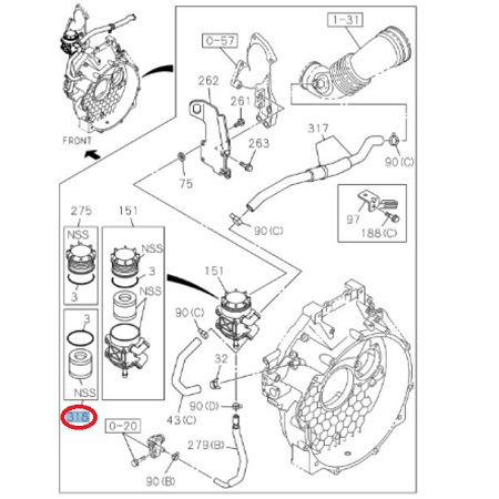 Jeu de cartouche, recyclage des vapeurs d'huile - ISUZU PARTS