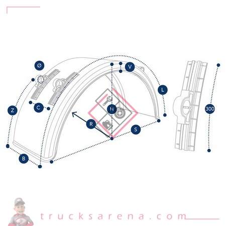 Aile en plastique, bord blanc avec supports réglables - DOMAR