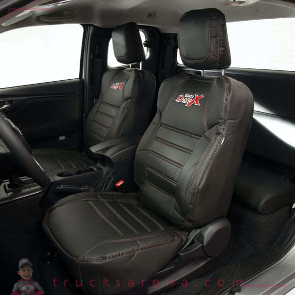 Housse simili cuir ISUZU D-MAX, noir, surpiqûres rouges - ASHIKA