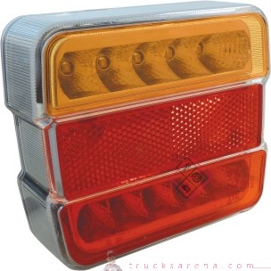 Feu arrière carré LED 12V 4 fonctions cabochon orange/rouge blister - SODISE