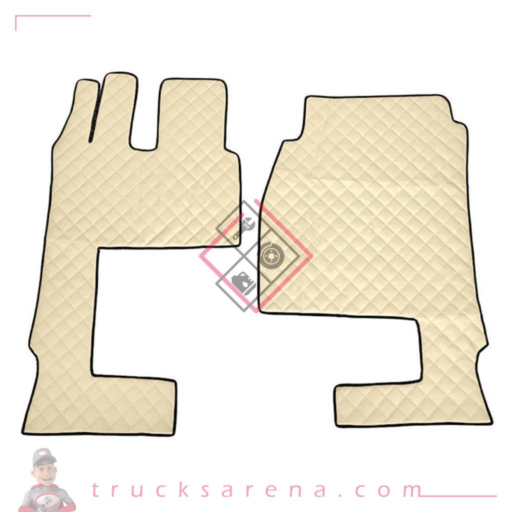 2 tapis en Skeentex - Crème - compatible pour Mercedes Actros MP4 (09/11>09/19) wide cab, passenger seat foldable - Mercedes Actros MP5 (10/19>) wide cab, passenger seat foldable - LAMPA