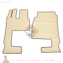 2 tapis en Skeentex - Crème - compatible pour Mercedes Actros MP4 (09/11>09/19) wide cab, passenger seat foldable - Mercedes Actros MP5 (10/19>) wide cab, passenger seat foldable - LAMPA