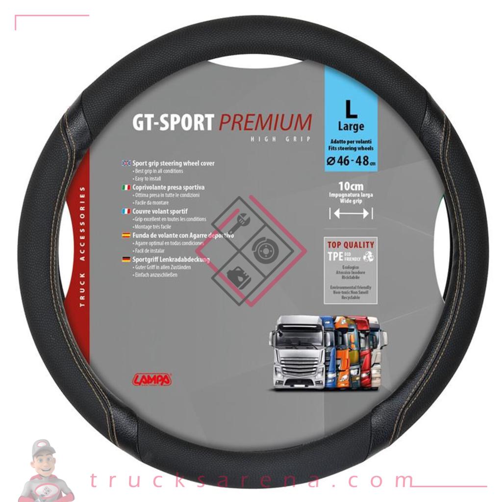 GT-Sport, couvre-volant en Skeentex - L - Ø 46/48 cm - Noir/Beige - LAMPA