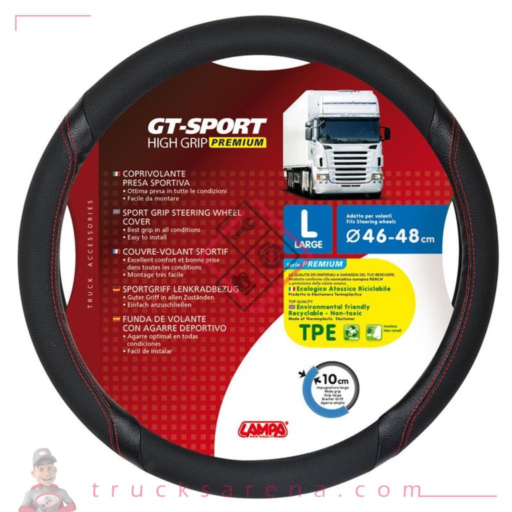 GT-Sport, couvre-volant en Skeentex - L - Ø 46/48 cm - Noir/Rouge - LAMPA