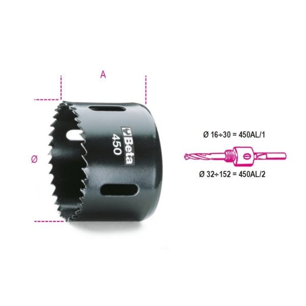 Hole saw 19 mm HSS steel 450 - BETA TOOLS