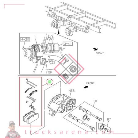 Jeu de plaquette, étrier de frein avant - ISUZU PARTS