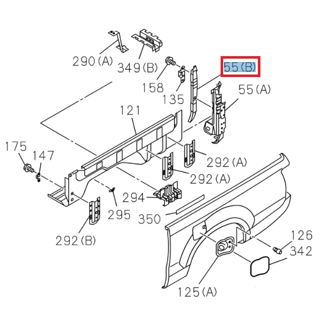 Panneau, coin arrière droit - ISUZU PARTS