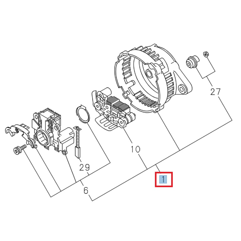 Complete alternator rear cover - ISUZU PARTS