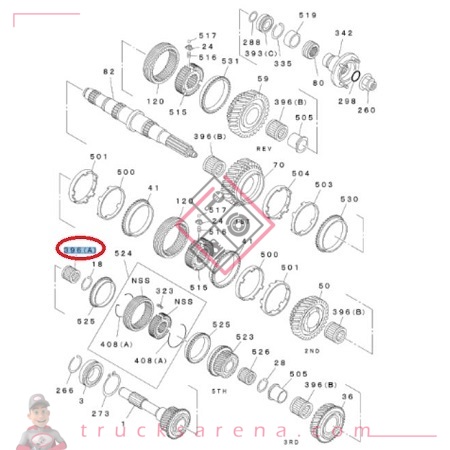 Roulement aiguilles, arbre principal arrière - ISUZU PARTS