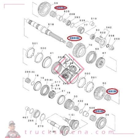 Needle bearing, rear main shaft - ISUZU PARTS