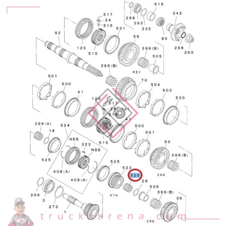 Needle bearing, rear main shaft - ISUZU PARTS
