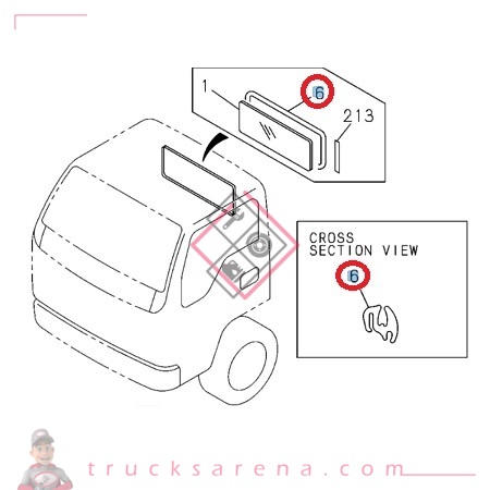 Joint vitre Ar. de cabine - ISUZU PARTS