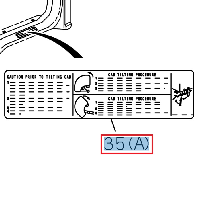 Warning sticker on cabin - ISUZU PARTS