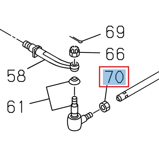 Right steering rod nut - ISUZU PARTS