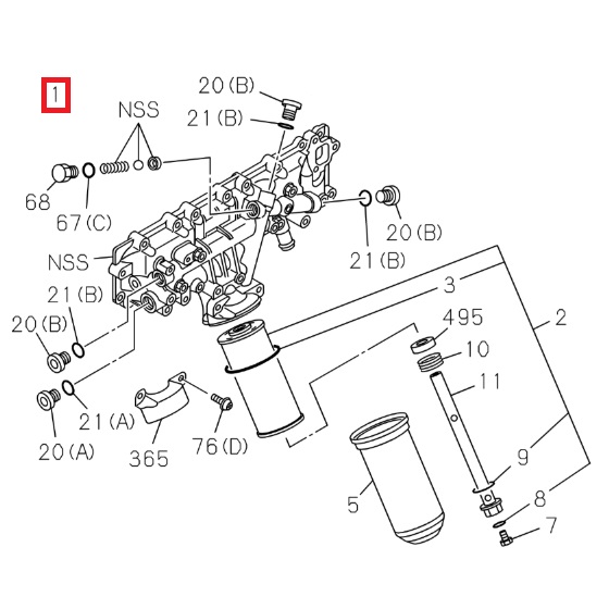 Cooler and oil filter assembly - ISUZU PARTS