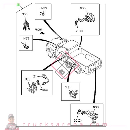 Jeu de réparation kit serrure - ISUZU PARTS