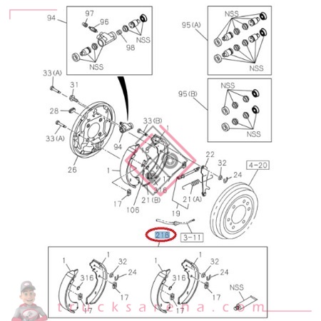 [ISU 8978348260] Jeu de mâchoires de frein arrière - ISUZU PARTS