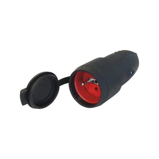 [SOD 03251] Fiche femelle 2P+T caoutchouc à clapet, 230V - SODISE