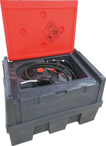 [SOD 08041] Cuve de ravitaillement gasoil 450l avec kit pompe gasoil 12v capot, gris foncé - SODISE