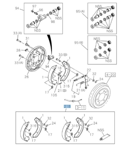 [ISU 8976627560] Jeu de mâchoire frein arrière - ISUZU PARTS