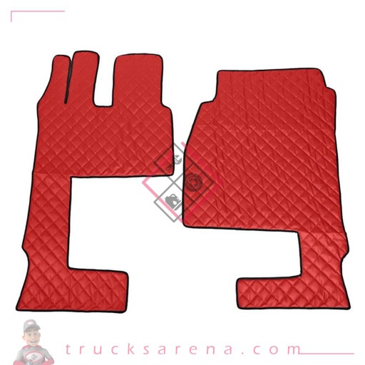 [LAM 8000692961360] 2 tapis en Skeentex - Rouge - compatible pour Mercedes Actros MP4 (09/11>09/19) wide cab, passenger seat foldable - Mercedes Actros MP5 (10/19>) wide cab, passenger seat foldable - LAMPA