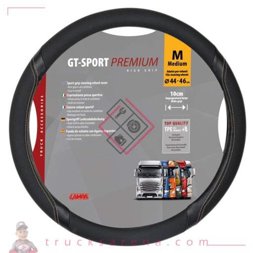 [LAM 8000692980200] GT-Sport, couvre-volant en Skeentex - M - Ø 44/46 cm - Noir/Beige - LAMPA